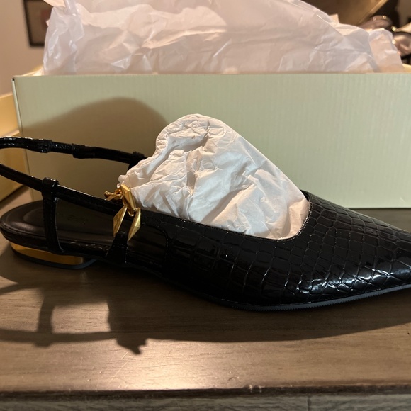 Open Edit Olympia snakeskin-embossed slingback flats - Picture 3 of 7